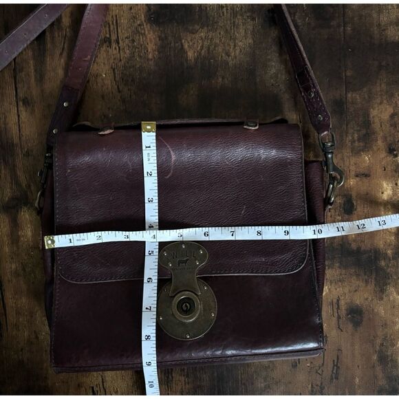 WILL LEATHER GOODS "Jacques" Burnished Cognac Leather Crossbody/ Messenger Bag - Picture 6 of 11